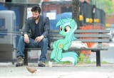 112760__safe_edit_lyra+heartstrings_artifact_bench_bird_cup_human_human+behavior_irl_irl+human_keanu+reeves_meme_photo_ponies+in+real+life_pony_sad+kea