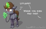 3067023__suggestive_artist-colon-luckynb_oc_oc+only_oc-colon-littlepip_pony_unicorn_fallout+equestria_-dot--dot--dot-_blushing_collar_dialogue_horn_latex_leash_ (1)