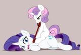 46609__prompter+needed_suggestive_ai+generated_rarity_sweetie+belle_unicorn_g4_collar_female_filly_foal_foaldom_grin_horn_leash_sitting+on+top+of+someone