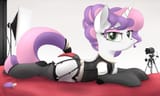 1348417__suggestive_artist-colon-nevobaster_sweetie+belle_pony_unicorn_g4_adorasexy_alternate+hairstyle_bed_bedroom+eyes_camera_camgirl_clothes_corset_cute_eyes (2)
