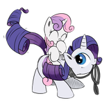 444050__safe_artist-colon-rainbow-dash-dosh_artist-colon-xioade_rarity_sweetie+belle_pony_unicorn_g4_belle+sisters_bridle_collar_cute_diasweetes_female_filly_f