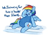 1518943__safe_artist-colon-graphenescloset_rainbow+dash_pegasus_pony_g4_belly_clothes_female_mare_one-dash-piece+swimsuit_preggo+dash_pregnant_solo_swimsuit_wet