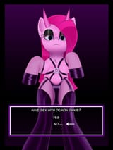 3598813__suggestive_artist-colon-anonymousandrei_derpibooru+exclusive_pinkie+pie_demon_demon+pony_pony_semi-dash-anthro_g4_bedroom+eyes_bipedal_clothes_devil+ho