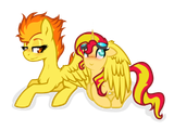 991100__safe_artist-colon-suenden-dash-hund_spitfire_sunset+shimmer_blushing_crack+shipping_goggles_hug_lesbian_shipping_sunfire_winghug