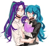 3606275__safe_artist-colon-cadence_sniffa_aria+blaze_sonata+dusk_oc_human_g4_baby_bandage_choker_family_female_humanized_lesbian_magical+lesbian+spawn_offspring