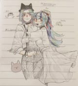 3606375__safe_artist-colon-cadence_sniffa_aria+blaze_sonata+dusk_human_g4_bow_choker_clothes_duo_female_hair+bow_hat_hug_humanized_lesbian_ship-colon-arisona_sh