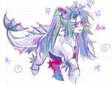 3606233__safe_artist-colon-cadence_sniffa_aria+blaze_pony_siren_g4_abstract+background_dorsal+fin_female_fin_fin+ears_fins_fish+tail_mare_siren+pony_solo_tail
