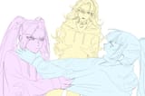 3606247__safe_artist-colon-cadence_sniffa_adagio+dazzle_aria+blaze_sonata+dusk_human_equestria+girls_g4_asphyxiation_choker_clothes_colored+sketch_fight_hoodie_