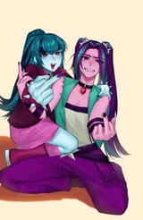 3606263__safe_artist-colon-cadence_sniffa_aria+blaze_sonata+dusk_human_equestria+girls_g4_choker_duo_eye+clipping+through+hair_eyebrows_eyebrows+visible+through