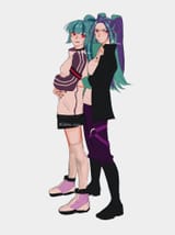 3606385__safe_artist-colon-cadencesniffa_aria+blaze_sonata+dusk_human_g4_duo_eyebrows_eyebrows+visible+through+hair_female_hug_hug+from+behind_humanized_lesbian