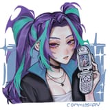 3606241__safe_artist-colon-cadence_sniffa_aria+blaze_sonata+dusk_human_equestria+girls_g4_choker_commission_duo_female_flip+phone_floating+heart_heart_jewelry_l