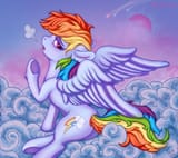 2502876__safe_artist-colon-coffune_artist-colon-eltaile_rainbow+dash_pegasus_pony_cloud_female_looking+at+you_moon_open+mouth_shooting+star_sigh_solo_tired_tong