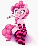 2726516__suggestive_artist-colon-pabbley_pinkie+pie_earth+pony_pony_blushing_choker_clothes_female_mare_open+mouth_open+smile_panties_simple+background_sitting_