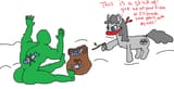 6267281__safe_artist-colon-anonymous_oc_oc+only_oc-colon-anon_earth+pony_fish_human_pony_bag_bandana_fake+gun_female_hands+up_male_mare_nudity_robbery_snow_snow