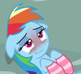 1192155__suggestive_edit_edited+screencap_screencap_rainbow+dash_pinkie+pride_blushing_clothes_female_floppy+ears_implied+sex_socks_solo_striped+socks