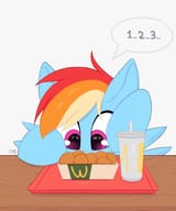 2770463__safe_artist-colon-omi_rainbow+dash_pegasus_pony_g4_chicken+meat_chicken+nugget_counting_female_food_indoors_mare_mcdonald27s_meat_signature_solo_speech