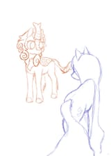 2654951__safe_artist-colon-anonymous_autumn+blaze_oc_oc-colon-cirrus+wisp_kirin_pony_taiga+pony_drawthread_duo_female_image_jpeg_looking+at+each+other_