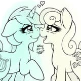 1292010__safe_artist-colon-ratofdrawn_bon+bon_lyra+heartstrings_sweetie+drops_earth+pony_pony_unicorn_g4_blushing_boop_boop+bon_duo_female_floppy+ears_heart_hea