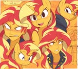 3579719__safe_artist-colon-syrupyyy_sunset+shimmer_human_pony_unicorn_art+pack-colon-mypastisnottoday2025_equestria+girls_g4_blushing_clothes_cute_dialogue_fema