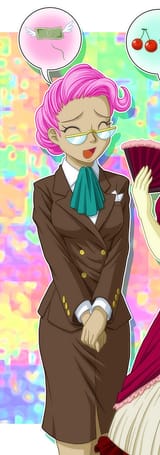 1065571__safe_artist-colon-uotapo_edit_mayor+mare_equestria+girls_g4_clothes_cropped_equestria+girls-dash-ified_glasses_mayor_non-dash-dyed+mayor_pink+hair_skir