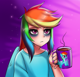 1407920__safe_artist-colon-racoonsan_rainbow+dash_human_equestria+girls_g4_my+little+pony-colon-+the+movie_bags+under+eyes_coffee_coffee+mug_cup_cute_dashabetes