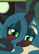 3117781__safe_artist-colon-badumsquish_derpibooru+exclusive_queen+chrysalis_changeling_changeling+queen_fairy_human_g4_blushing_cuddling_curtains_cute_cutealis_