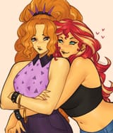 3362508__safe_artist-colon-nire_adagio+dazzle_sunset+shimmer_human_equestria+girls_g4_bare+shoulders_bedroom+eyes_blushing_bracelet_breasts_crossed+arms_duo_duo