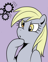 3531122__safe_ponerpics+import_derpy+hooves_pony_g4_derp_eyelashes_female_gears_image_mare_png_purple+background_simple+background_thinking