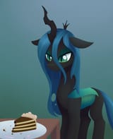 3617287__safe_artist-colon-dusthiel_queen+chrysalis_changeling_changeling+queen_g4_atg+2025_cake_cake+slice_food_gradient+background_newbie+artist+training+grou