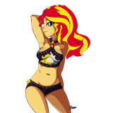 3579487__safe_artist-colon-inuyuru_sunset+shimmer_human_art+pack-colon-mypastisnottoday2025_equestria+girls_g4_arm+behind+back_arm+behind+head_armpits_beach+sho