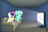 147988__safe_artist-colon-vapgames_bon+bon_lyra+heartstrings_sweetie+drops_earth+pony_human_pony_unicorn_animated_bon+bon+is+not+amused_bouncing_brony_couch_cu