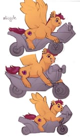 1428113__safe_artist-colon-jayrockin_scootaloo_pegasus_pony_tiny+sapient+ungulates_cutie+mark_ear+piercing_female_filly_finger+hooves_mare_motorcycle_nose+pierc