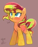 2829265__safe_artist-colon-catscratchpaper_artist-colon-maren_color+edit_edit_sunset+shimmer_pony_unicorn_g4_-colon-p_colored_cute_female_mare_mlem_old+art_shim