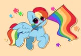 2890300__safe_artist-colon-kittyrosie_rainbow+dash_pegasus_pony_g4_absurd+resolution_cute_dashabetes_female_flag_flag+pole_looking+at+you_mare_mouth+hold_pride_