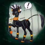 3620160__suggestive_alternate+version_artist-colon-stoopedhooy_zecora_pony_zebra_g4_bodysuit_bondage_bush_chains_clothes_cuffs_ear+piercing_encasement_escape_ev