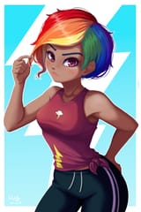 3505781__safe_artist-colon-the-dash-park_rainbow+dash_human_equestria+girls_g4_abstract+background_bare+shoulders_blush+lines_blushing_clothes_cutie+mark+on+clo