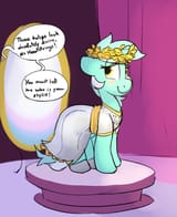 1503770__safe_artist-colon-tallaferroxiv_lyra+heartstrings_atg+2017_blushing_clothes_dialogue_dress_fanfic-colon-background+pony_female_floral+head+wre