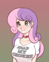 2148444__suggestive_artist-colon-scorpdk_sweetie+belle_human_adorasexy_big+breasts_blushing_breasts_busty+sweetie+belle_choker_clothes_cute_cutie+mark+earrings_