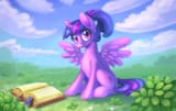 2591148__safe_artist-colon-maytee_derpibooru+import_twilight+sparkle_twilight+sparkle+(alicorn)_alicorn_pony_alternate+hairstyle_book_chest+fluff_c