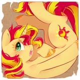 3577324__safe_artist-colon-melodylibris_sunset+shimmer_pony_unicorn_art+pack-colon-mypastisnottoday2025_g4_box_colored+eyelashes_colored+pupils_cute_female_hock