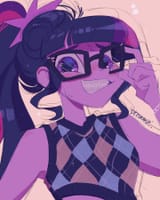 3147335__safe_artist-colon-dreamz_sci-dash-twi_twilight+sparkle_human_equestria+girls_g4_braces_glasses_looking+at+you_ponytail_simple+background_smiling_smilin