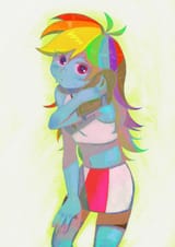 3621402__safe_artist-colon-770nanao15_rainbow+dash_human_equestria+girls_g4_belly_belly+button_bra_clothes_crop+top+bra_exposed+belly_eye+clipping+through+hair_