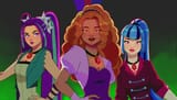 3621599__safe_artist-colon-heyo_duck_adagio+dazzle_aria+blaze_sonata+dusk_human_g4_bust_female_fog_glowing_glowing+eyes_hand+on+hip_human+coloration_humanized_l