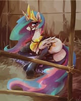 718080__suggestive_artist-colon-kolshica_princess+celestia_alicorn_pony_g4_bridle_butt_chains_clothes_cosplay_costume_domino+mask_female_femsub_garter+belt_gar