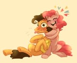 3525227__safe_artist-colon-peachushka_cheese+sandwich_pinkie+pie_earth+pony_pony_g4_cute_diacheeses_diapinkes_duo_duo+male+and+female_eyes+closed_female_heart_h