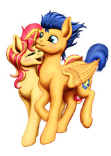 2720109__safe_artist-colon-vasillium_flash+sentry_sunset+shimmer_pegasus_pony_unicorn_g4_blushing_cute_duo_eyes+closed_female_male_mare_open+mouth_ship-colon-fl