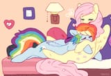 879652__safe_artist-colon-twirity_fluttershy_rainbow+dash_pegasus_pony_g4_bed_blue+coat_cute_daaaaaaaaaaaw_dashabetes_duo_duo+female_eyes+closed_female_lesbian