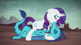 1906751__safe_alternate+version_artist-colon-metalhead97_princess+ember_rarity_dragon_pony_unicorn_g4_dragoness_female_french+kiss_high+res_interspecies_kiss+on