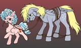 2879914__safe_artist-colon-mechanakal_derpibooru+import_cozy+glow_derpy+hooves_pegasus_pony_abuse_bondage_bound+wings_bow_cheek+fluff_chest+fluff_commi