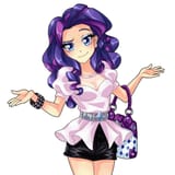 392537__safe_artist-colon-semehammer_rarity_human_clothes_female_humanized_looking+at+you_raised+eyebrow_shrug_shrugpony_simple+background_smiling_solo_white+b